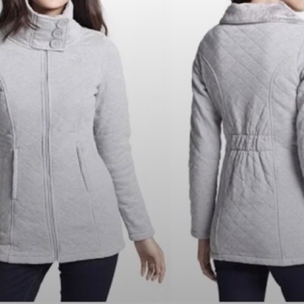 Carolina The North Face Jacket Small - Gray, Quilted, Fleece, Button Down, S/P